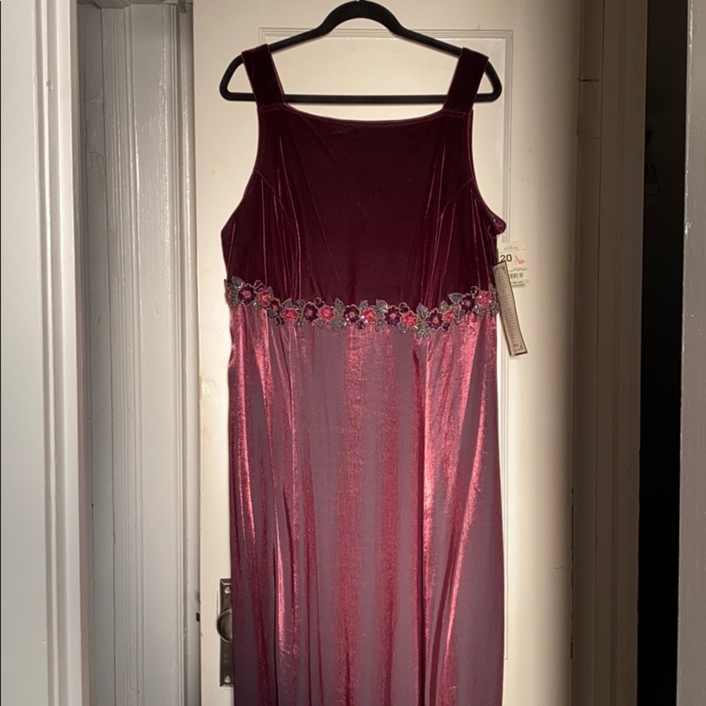 Burgundy Evening Gown with Velvet Bodice
